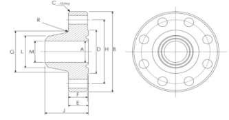 AISI 4130 Type 6B Welding Neck Flanges 5,000 PSI Dimensions