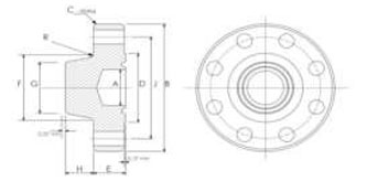 AISI 4130 Type 6BX Blind Flanges 15,000 PSI Dimensions