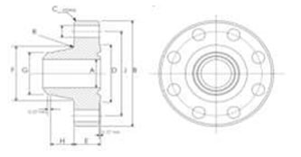 AISI 4130 Type 6BX Welding Neck Flanges 15,000 PSI Dimensions