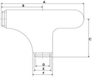 AISI 4130 Long Sweep Tee C/W Integral Bull Plug Dimensions