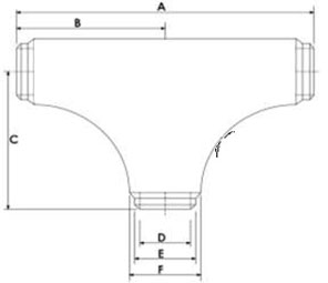 AISI 4130 Long Sweep Full Flow Tees Dimensions