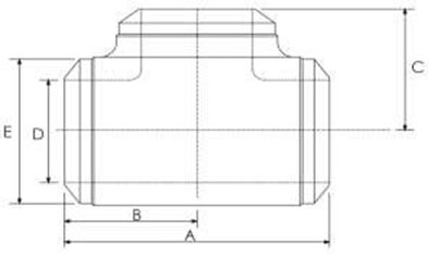 AISI 4130 Reducing Tees Dimensions