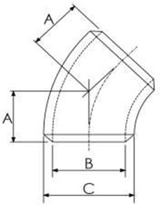 AISI 4130 45 Deg Long Radius Elbow Dimensions