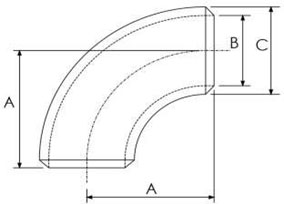 AISI 4130 90 Deg Long Radius Elbow Dimensions